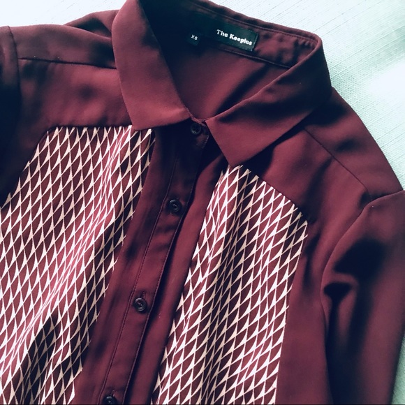 The Kooples Tops - THE KOOPLES  women’s color of the season burgundy long sleeve button shirt